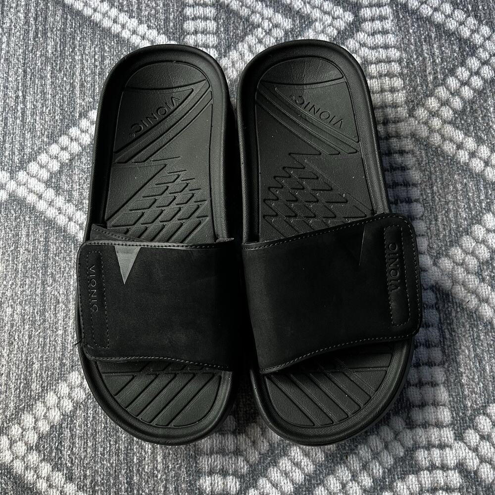 Vionic Rejuvenate Recovery Sandals Black W9/M7.5 Arch Support Comfort